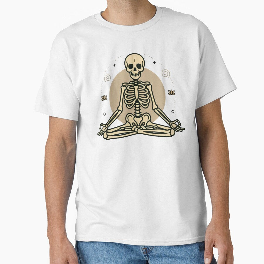 MEDITATING | Minimalist Skeleton Streetwear Art by DEADLINE.