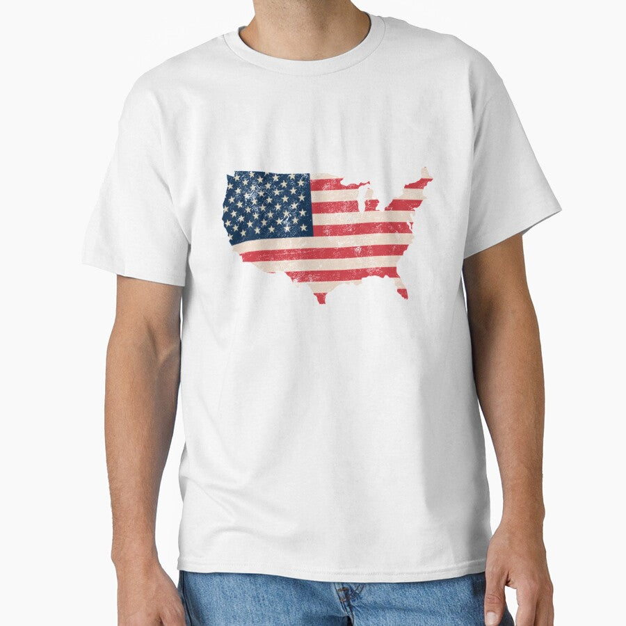 America USA Flag Map tshirt distressed vintage by farhanhafeez