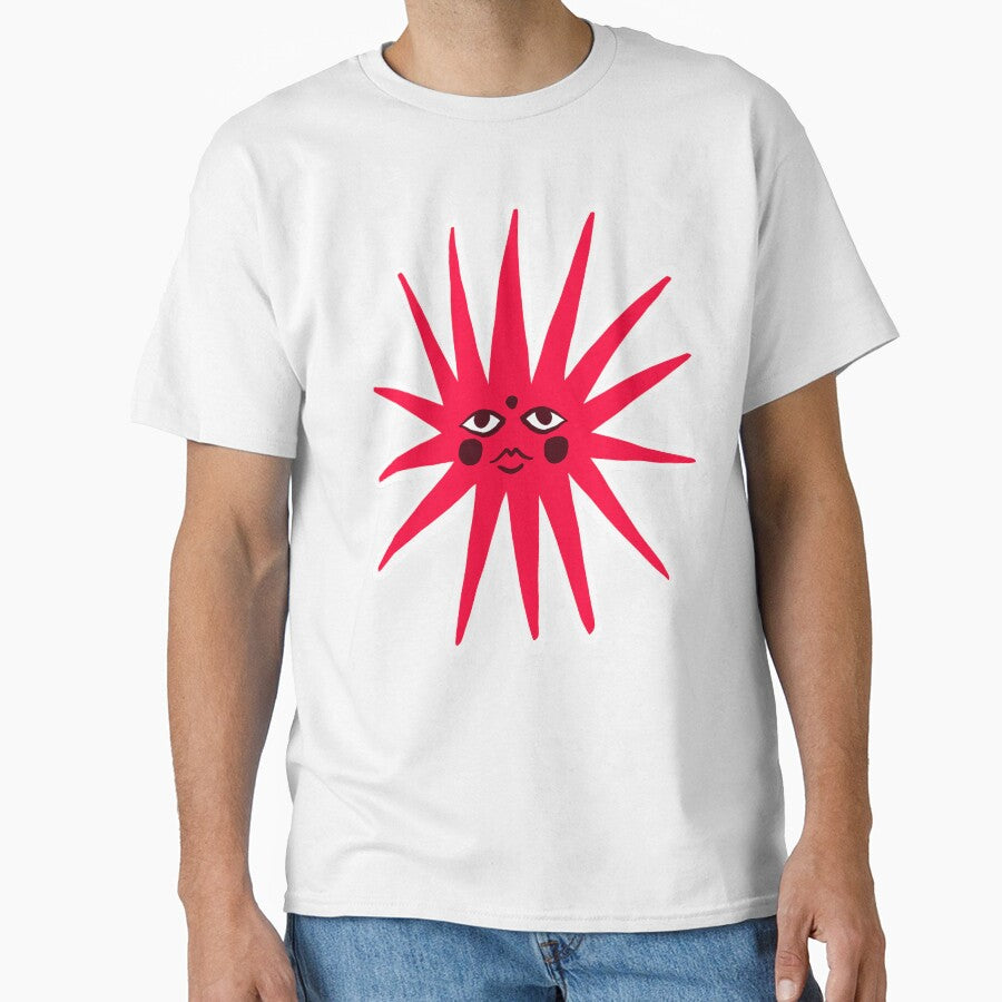 Red Sun Face Abstract Illustration by AnnaVikhrArt