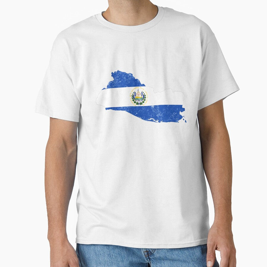 El Salvador Flag Map tshirt distressed vintage by farhanhafeez