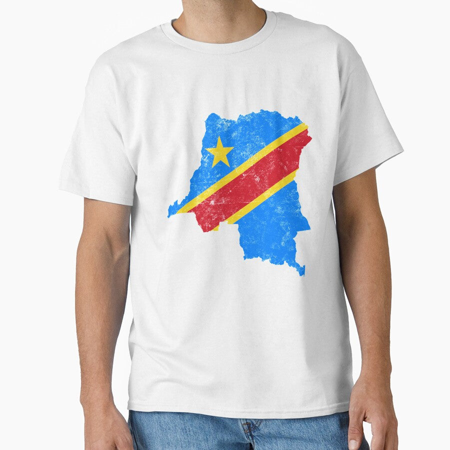 Congo Flag Map tshirt distressed vintage by farhanhafeez