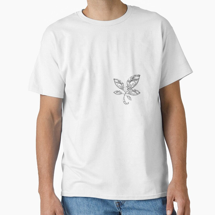 Black and white leaf design line art by Inktown