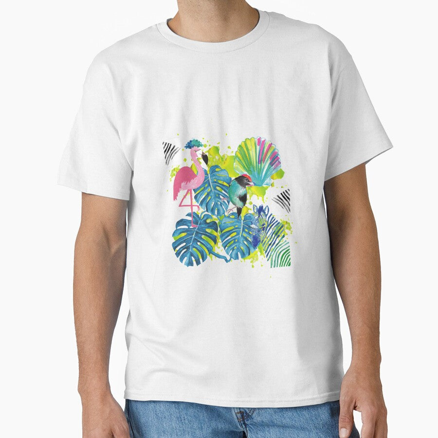 Flamingo, tropical pattern by Sarah Marsh