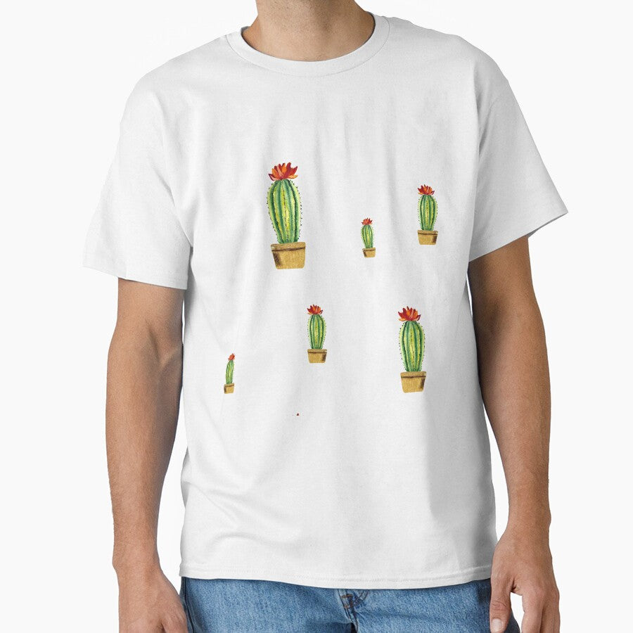 Cactus green red flower pattern watercolor sketch by Yana Mustafina | Boho Soulful Designs
