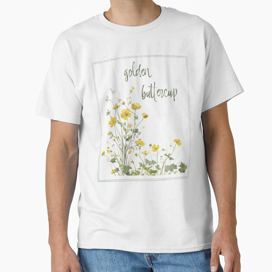 Golden Buttercup Vintage Botanical Flower Illustration by AggyCreatif