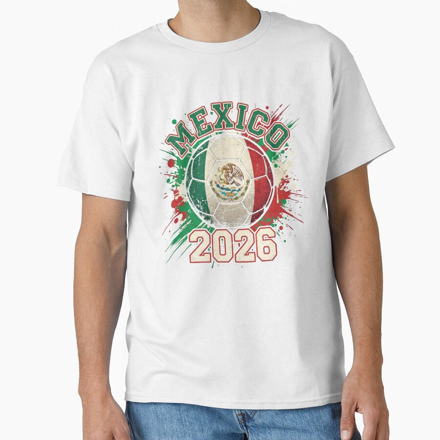 Mexico 2026 Soccer - Paint Splash Flag Ball & Aztec Eagle Art by Imaginationbeyond