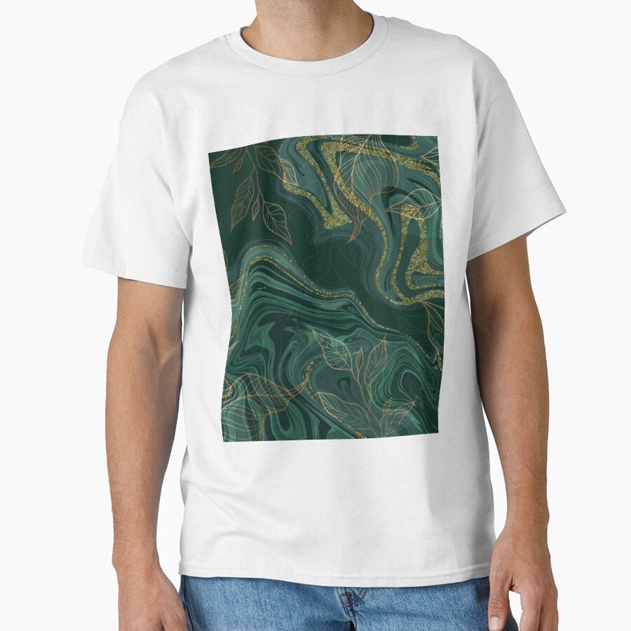 emerald green and gold leaf pattern by Beeroclock