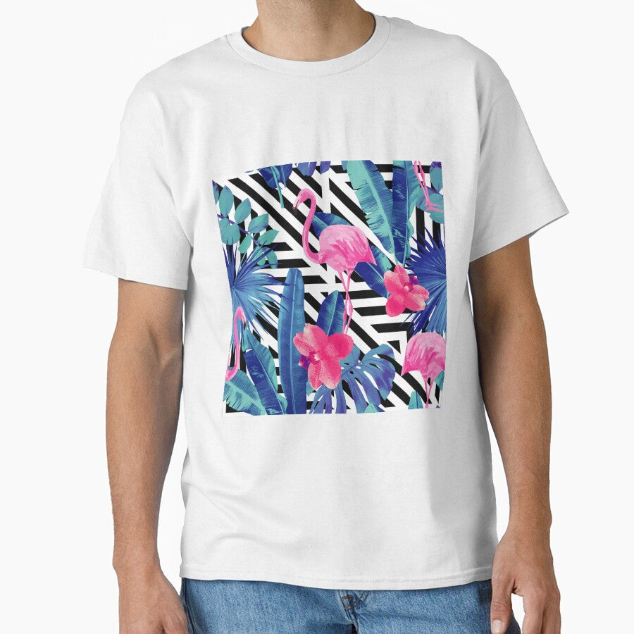 Pink Flamingo Tropical Jungle Leaf by newburyboutique