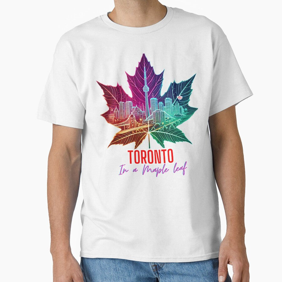Toronto Skyline Neon Maple Leaf – CN Tower Toronto Canada Cityscape Design by BeatyinChaos
