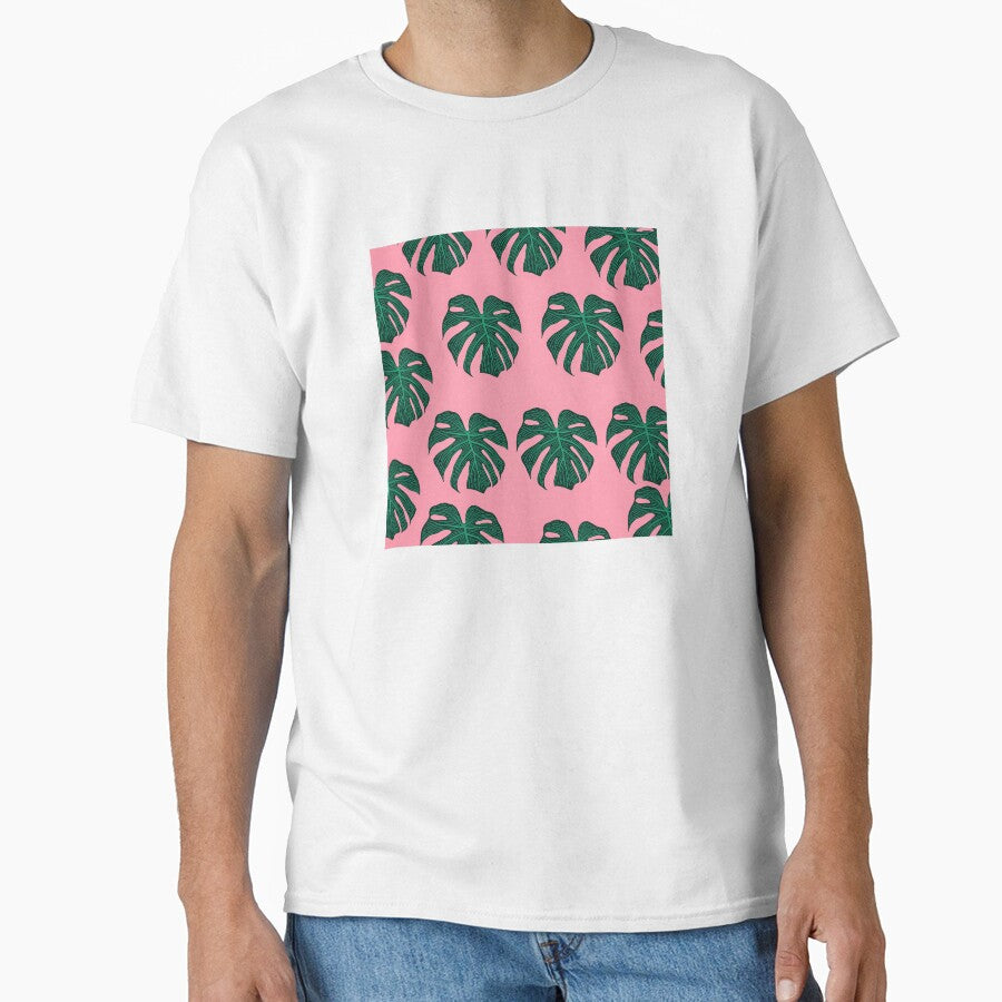 pink tropical botanical leaves pattern by moremattie