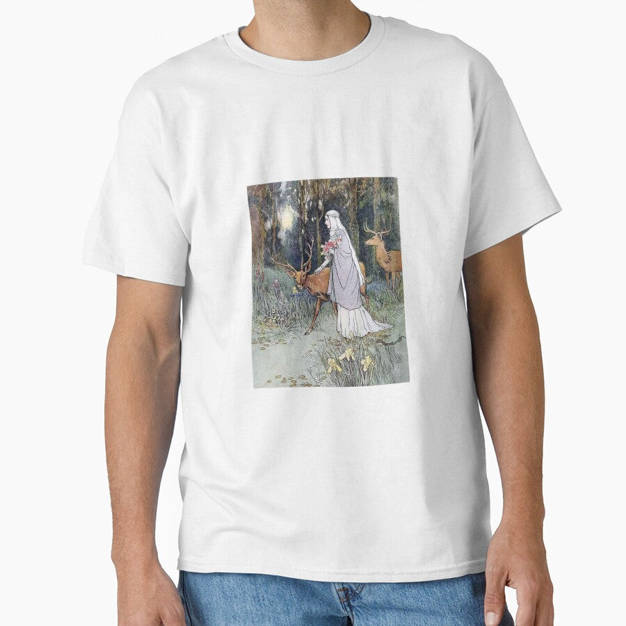 Aesthetic Young Girl with Deer by Eva Vincent