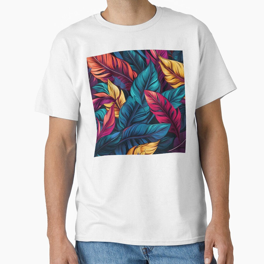 colorful large tropical leaves print by dcrc