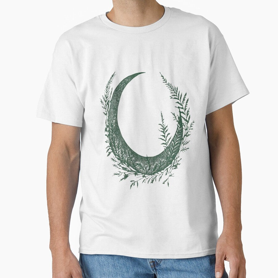 Forest Calm Crescent Moon – Botanical Celestial Engraving by LunarStillCo