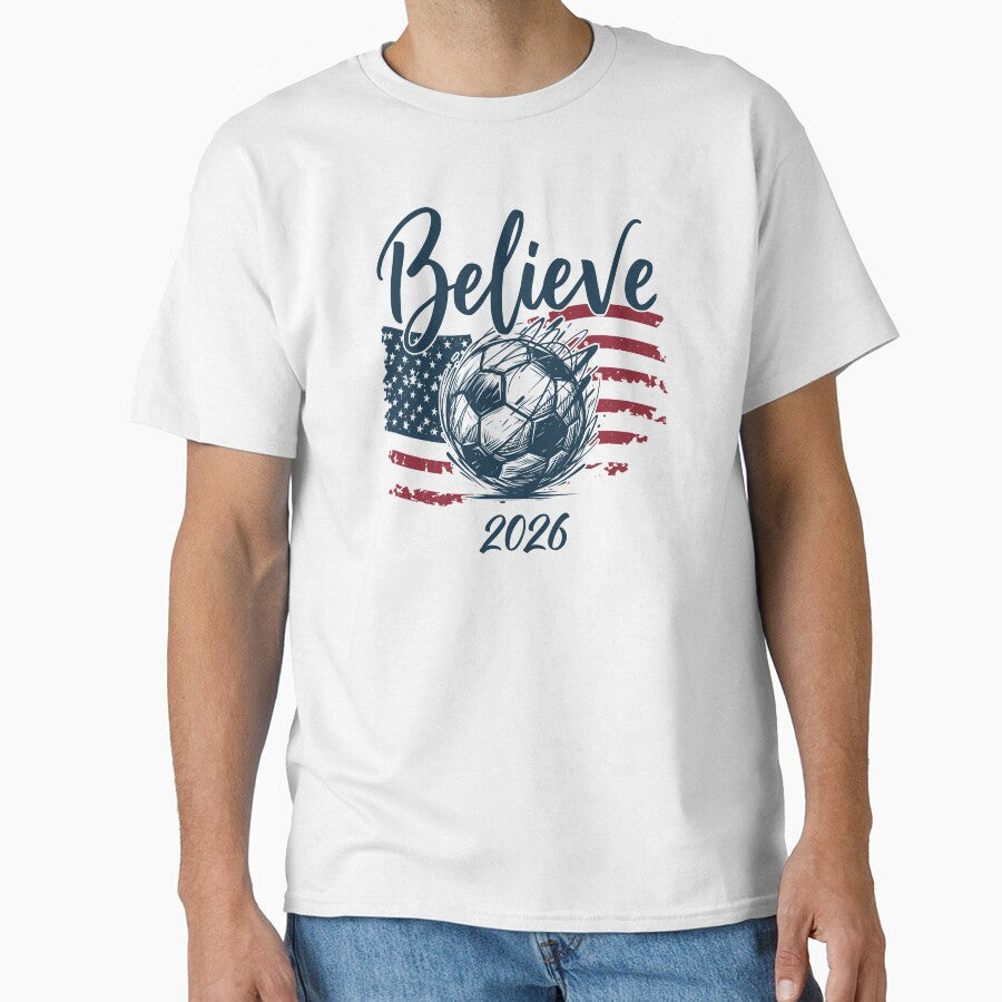 Believe - USA Flag Soccer 2026 Distressed Patriotic by AnAzArt