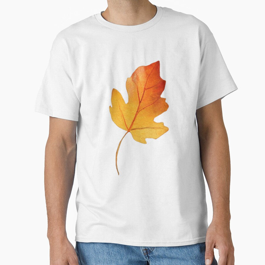 Golden Orange Autumn Leaf – Watercolor Fall Illustration by Floraphoria