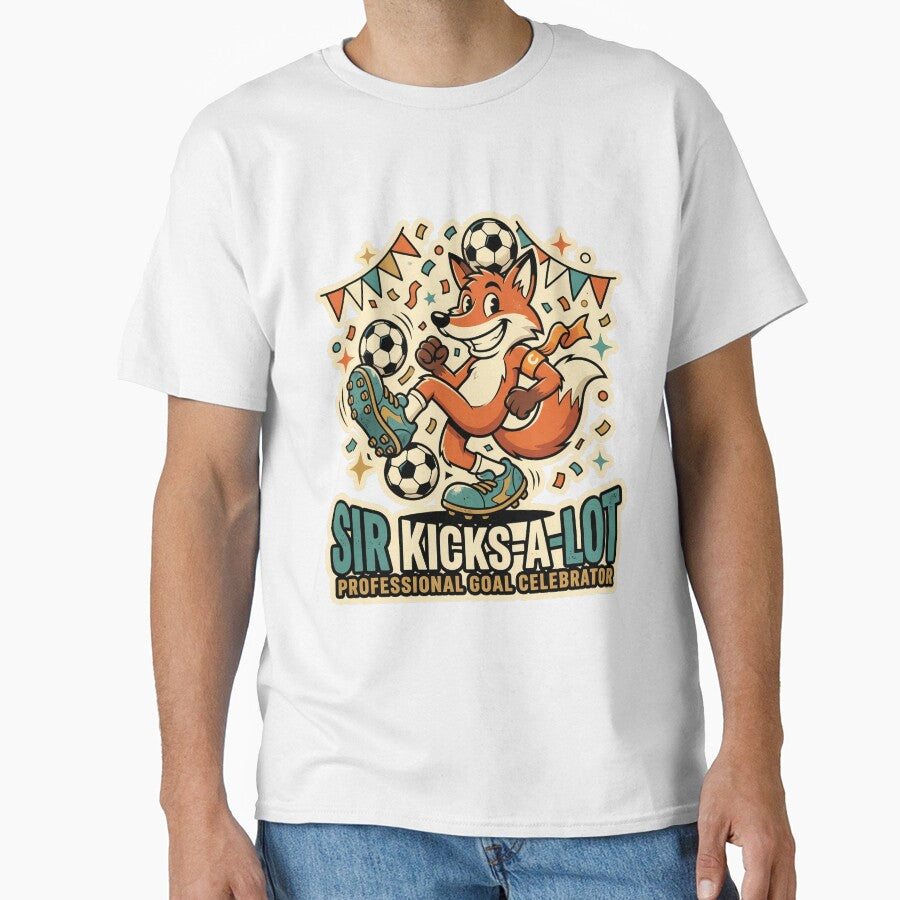 Sir Kicks-A-Lot – Professional Goal Celebrator Retro Soccer Fox Mascot by DesignDoodleArt