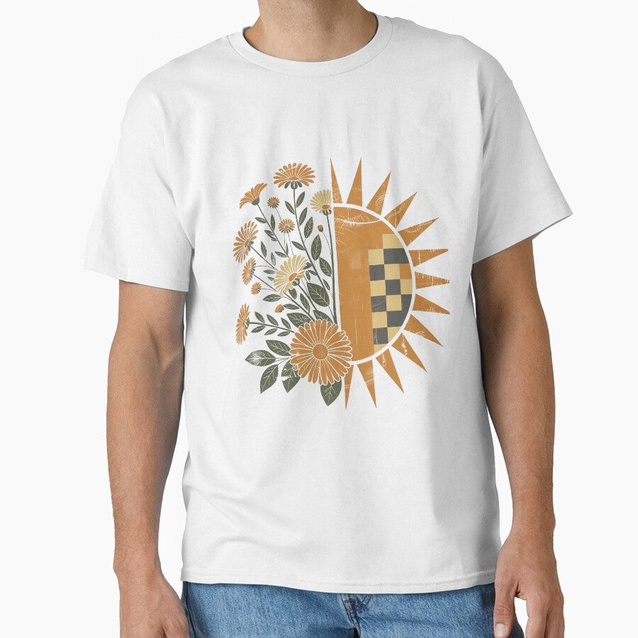 Boho Sun and Flowers – Retro Floral Sunshine, Vintage Botanical Aesthetic Design by Golden Blaze Studio
