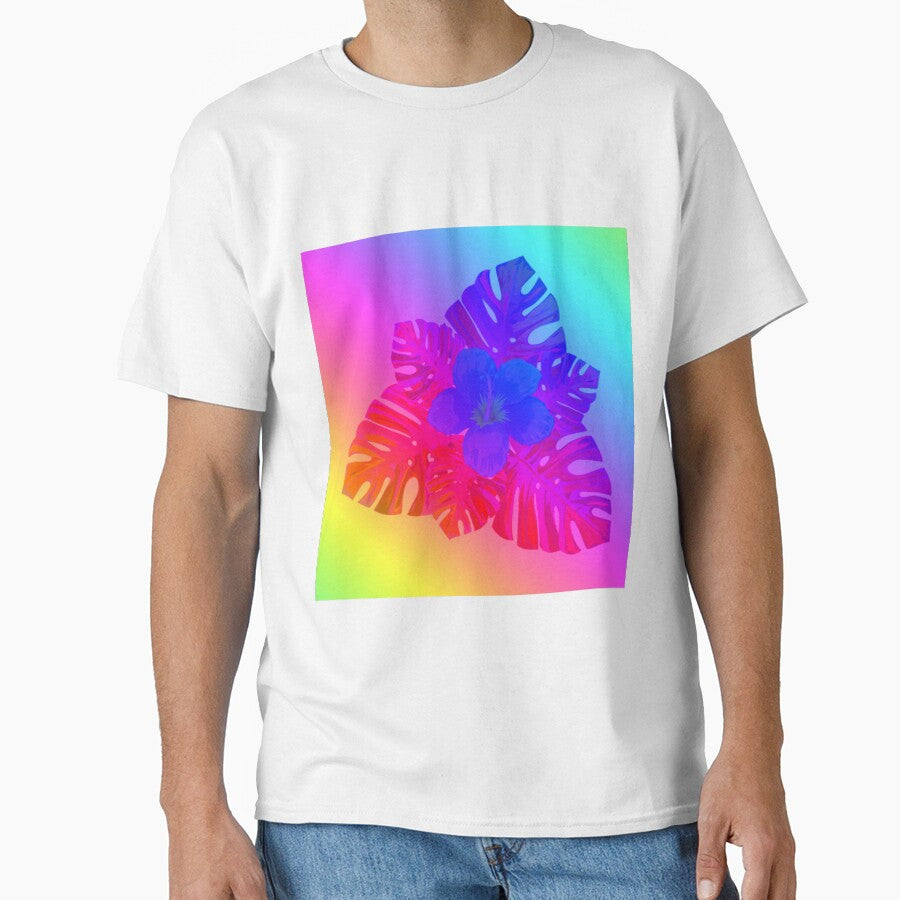 Tropical Rainbow Multicolor Hibiscus Leaves Blue Flower Red Leaves by hearthearts