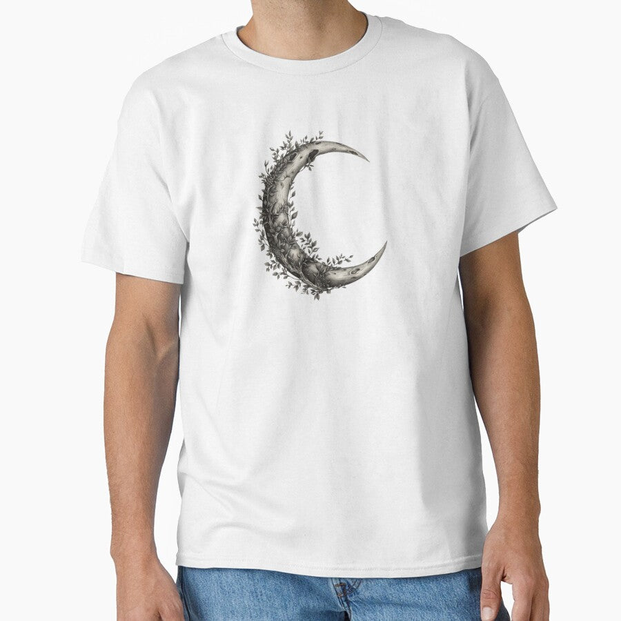Rooted Silence Crescent Moon – Vintage Botanical Night Depth by LunarStillCo
