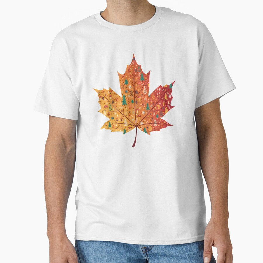 Autumn Woodland Maple Leaf – Scandinavian Folk Art by heidiannemorris © by FOLK ART FUSION by heidiannemorris