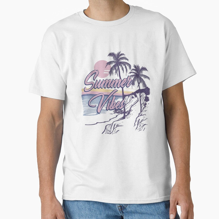 Retro pastel sunset with palm trees and ocean scenery for dreamy summer vibes by QuotinTs