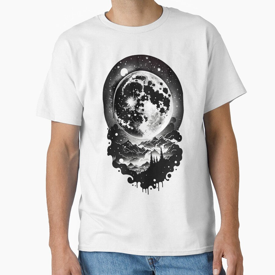 Moon Graphic, Night lovers, Black and White, Arstnator by Artsynator