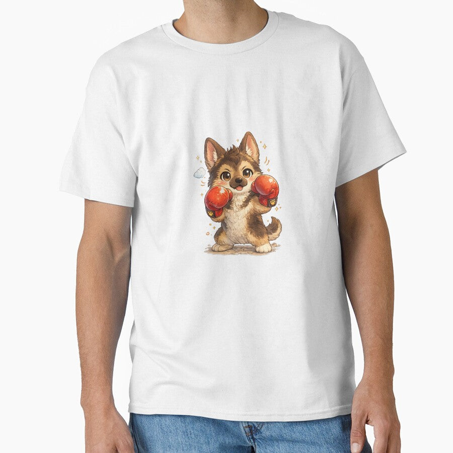 Boxing Gloves Dog – Cute German Shepherd Boxer Cartoon, Kawaii Boxing Dog Illustration, Funny Dog Art by Paws-nd-Prints