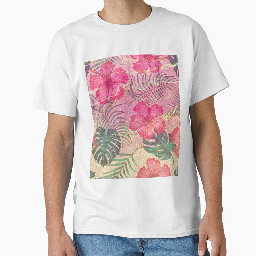pink and gold glitter watercolor flower pattern by Beeroclock