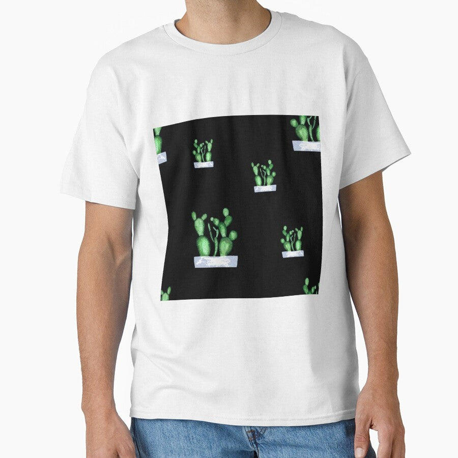 Cactus green seamless pattern a watercolor sketch black by Yana Mustafina | Boho Soulful Designs