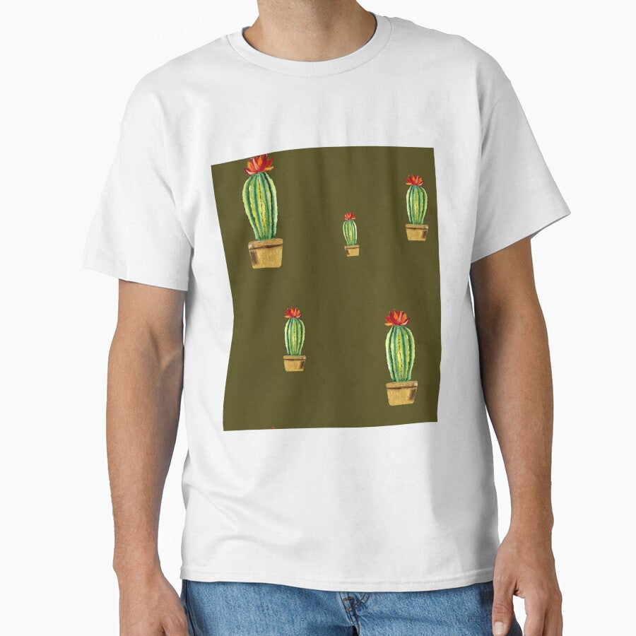 Cactus green red flower pattern watercolor sketch green by Yana Mustafina | Boho Soulful Designs