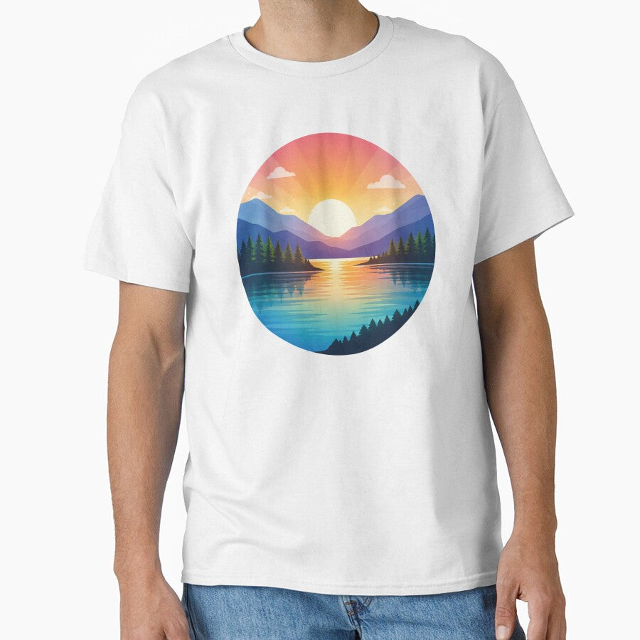 Vibrant Mountain Lake Sunrise With Pine Forest Reflections And Colorful Layered Horizon Glow by QuotinTs
