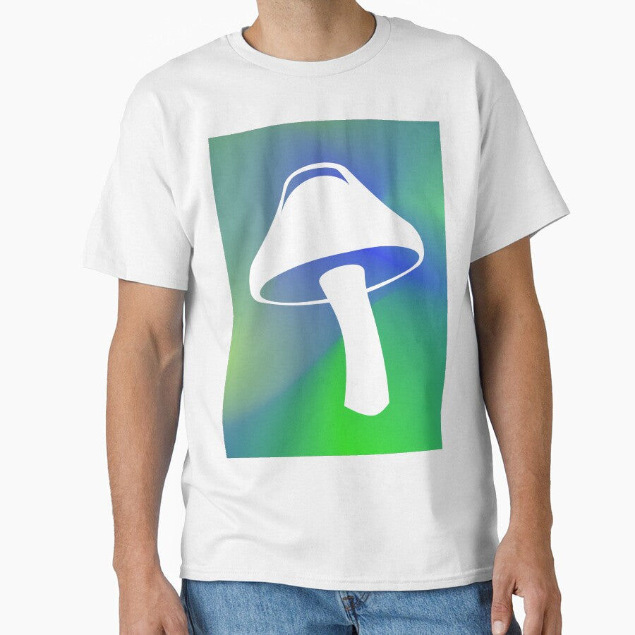 White Mushroom with Blue Background by Risa-C