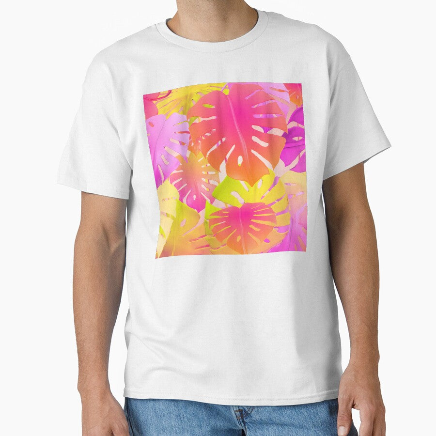 Colorful Tropical Jungle Leaves Pattern Design, Colorful Monstera Leaves by antevasinart