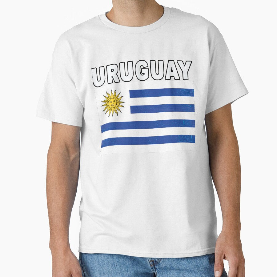 Uruguay National Flag Distressed Classic Design by merchhost