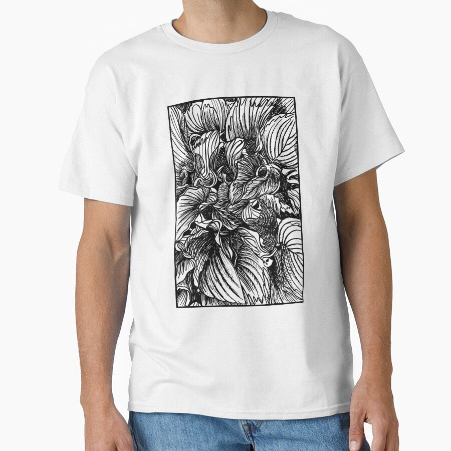 Black & White Hosta Leaves by Nicki Oren Designs