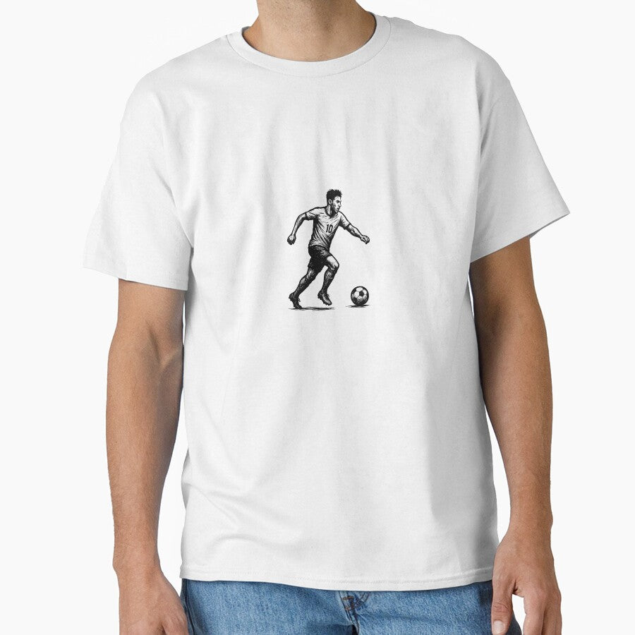Vintage Football Player Illustration – Black and White Soccer Art by edimoraes