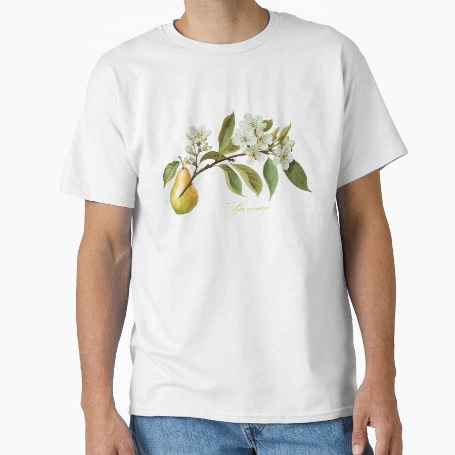 Pyrus communis | Flowering Branch and Fruit Botanical Illustration (No Background) by ChristinePartlow