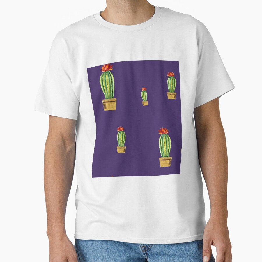 Cactus green red flower pattern watercolor sketch violet by Yana Mustafina | Boho Soulful Designs