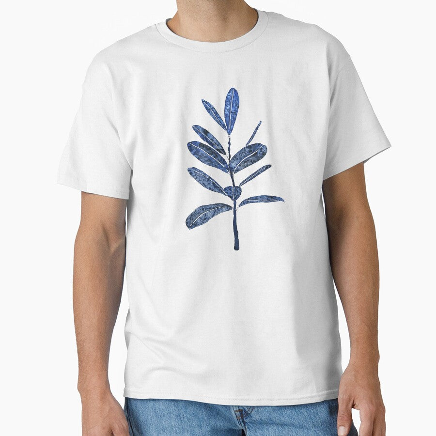 hand painted indigo rubber tree leaf watercolor by ColorandColor