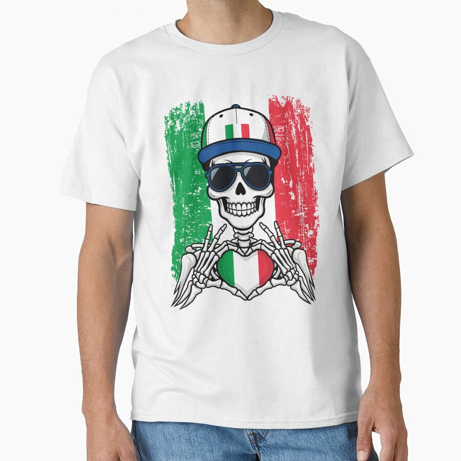 Italian Pride Skeleton Art - Italy Football & Forza Azzurri Tee by Colorful Designs
