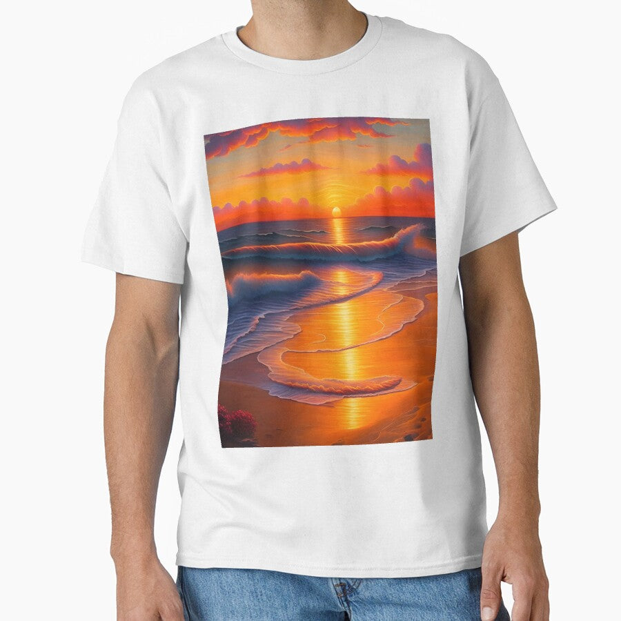 Orange Beach Sunset Painting by Tamas Das