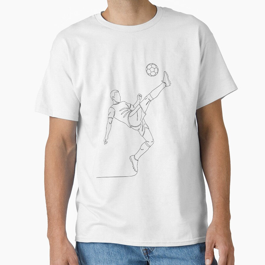 Minimalist Line Art Soccer Player Bicycle Kick by DripCultureLab
