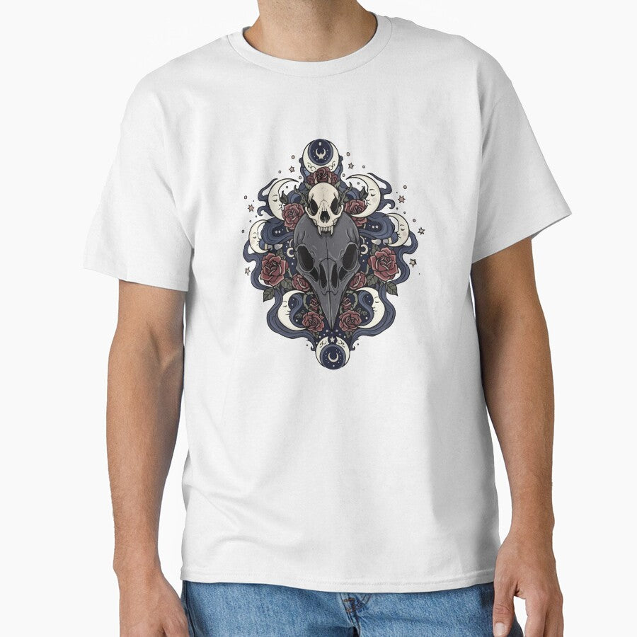Gothic Crow and Cat Skulls with Moons and Roses by BrownHorse90s