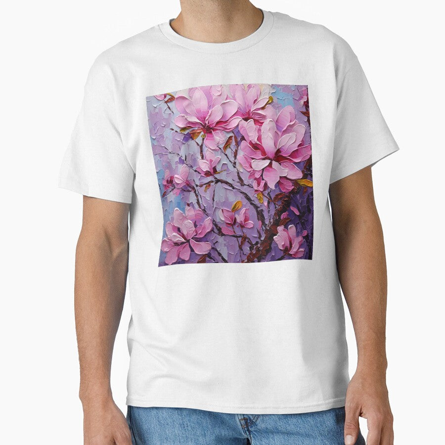Elegant Pink Flowers Impasto-Style Abstract Art by DEC02
