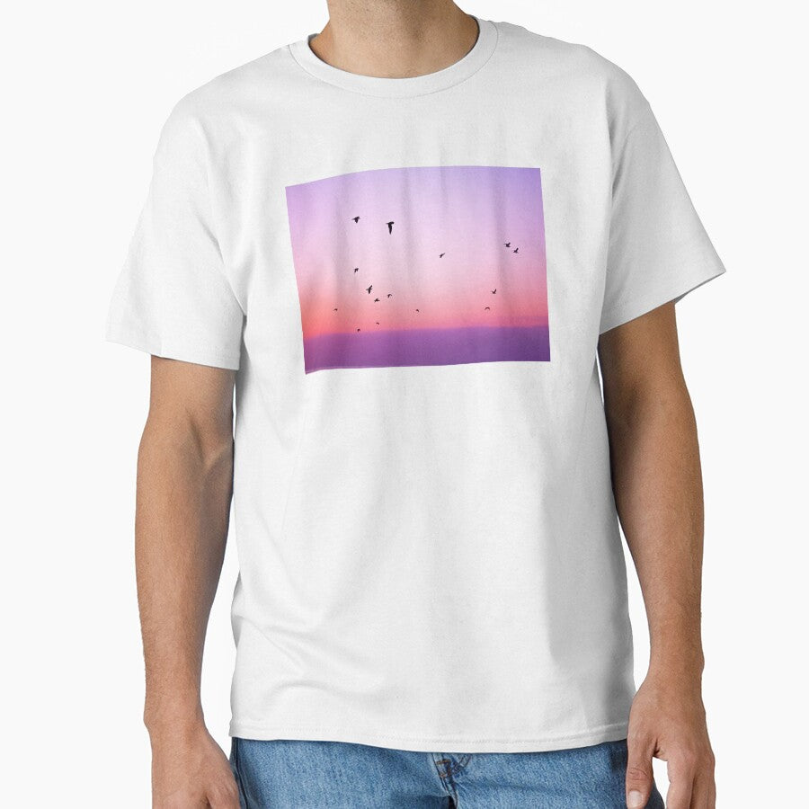Pink Purple and Blue Summer Sunset Birds View by CheraeLynn