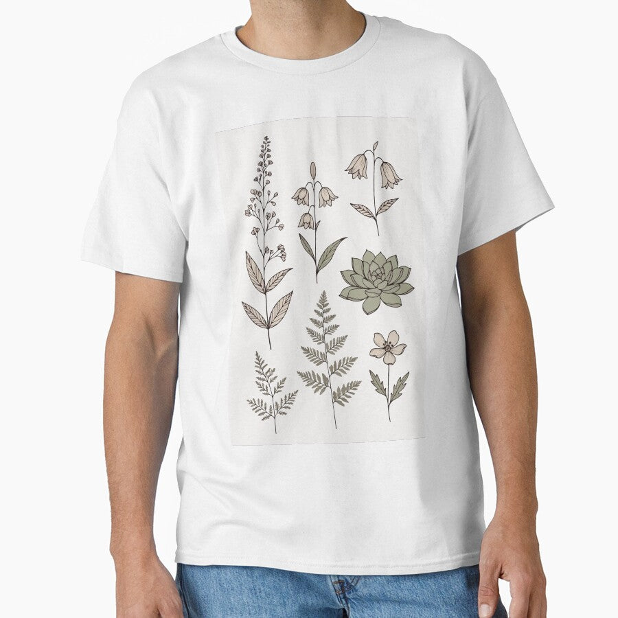 Minimalist Botanical Line Art Wildflowers & Ferns by stylishdzign