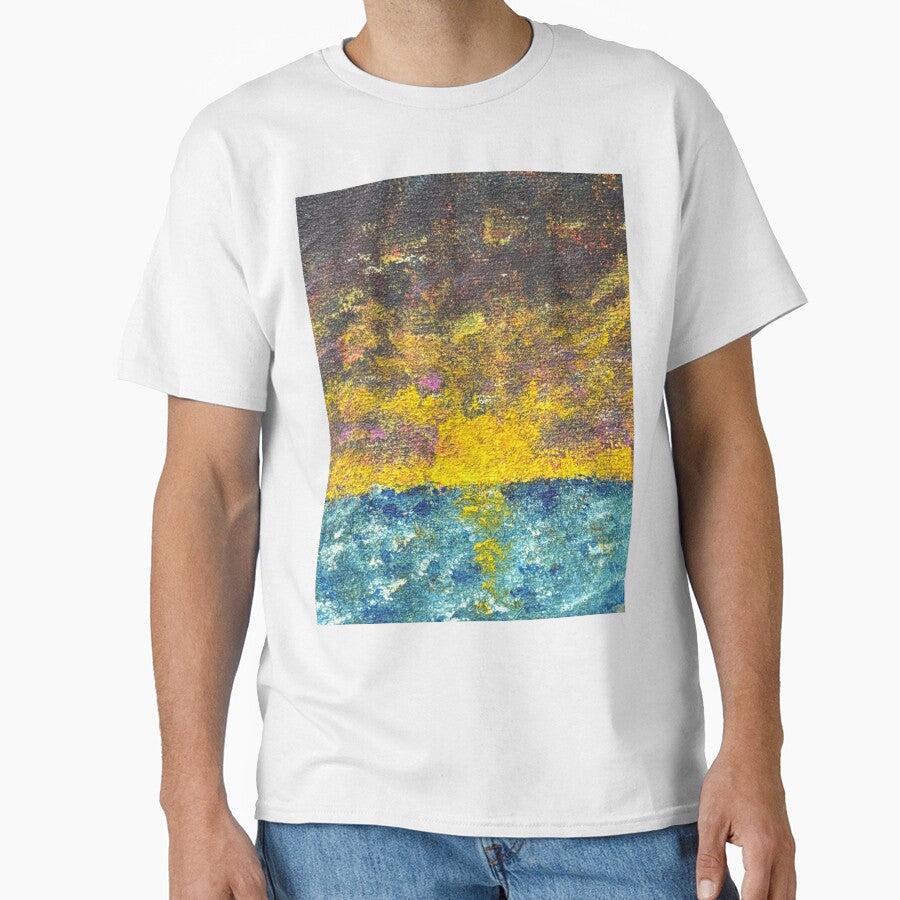 Painted Sunset Over Blue Ocean by elisewied