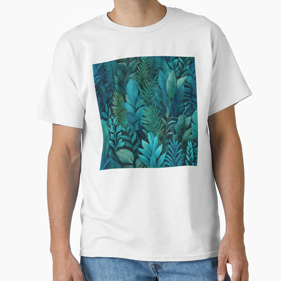 blue and teal tropical floral print by dcrc