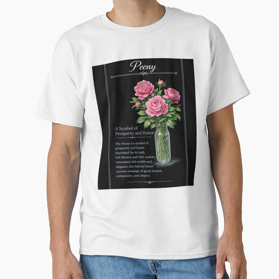 Peony Botanical Print, Vintage Floral Illustration, Prosperity and Honor on Black by Prayful