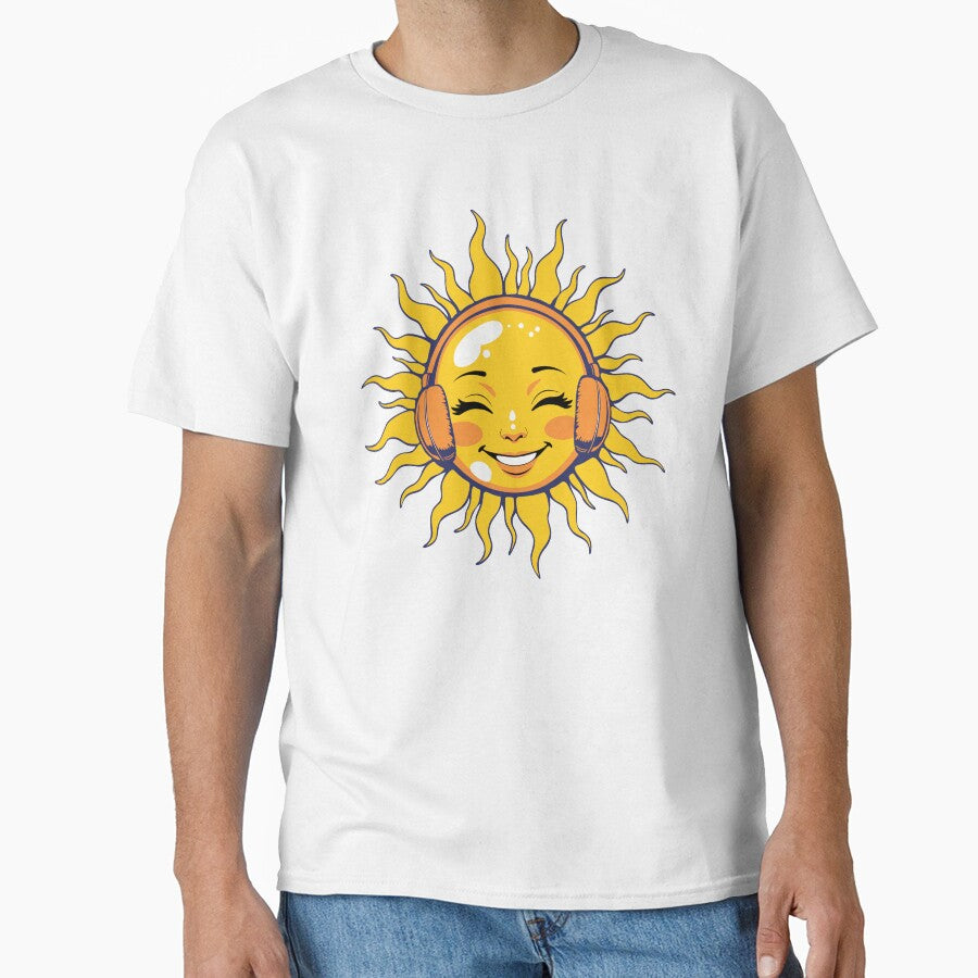 Sunset Vibes: Cheerful Sun with Playful Orange Earmuffs by MindnPixels